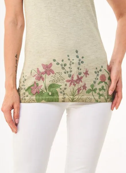 ORGANICATION ORGANICATION Cold Pigment Dyed T-Shirt aus Bio-Baumwolle mit Blume-Print, Grün(olive), – Produktbild 4 von 4