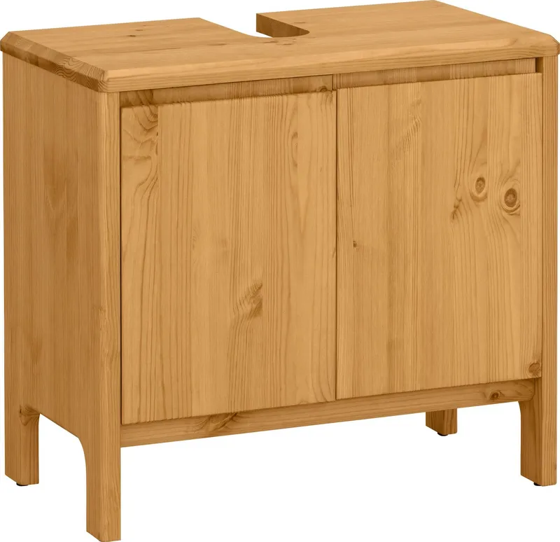 OTTO products Waschbeckenunterschrank Jorrick Breite 60 cm, Kiefer mit Bio Öl/Wachs behandelt, Siphonausschnitt, Beige, – Produktbild 1 von 8