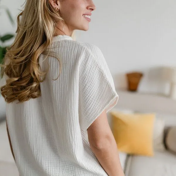 NORDLICHT NORDLICHT Musselin Bluse Telse aus 100% Bio-Baumwolle, Naturweiß (weiß), – Produktbild 3 von 4