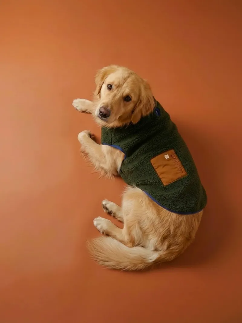 Vertbaudet Fleece-Mantel für Hunde mit kleiner Tasche, Khaki, – Produktbild 1 von 4