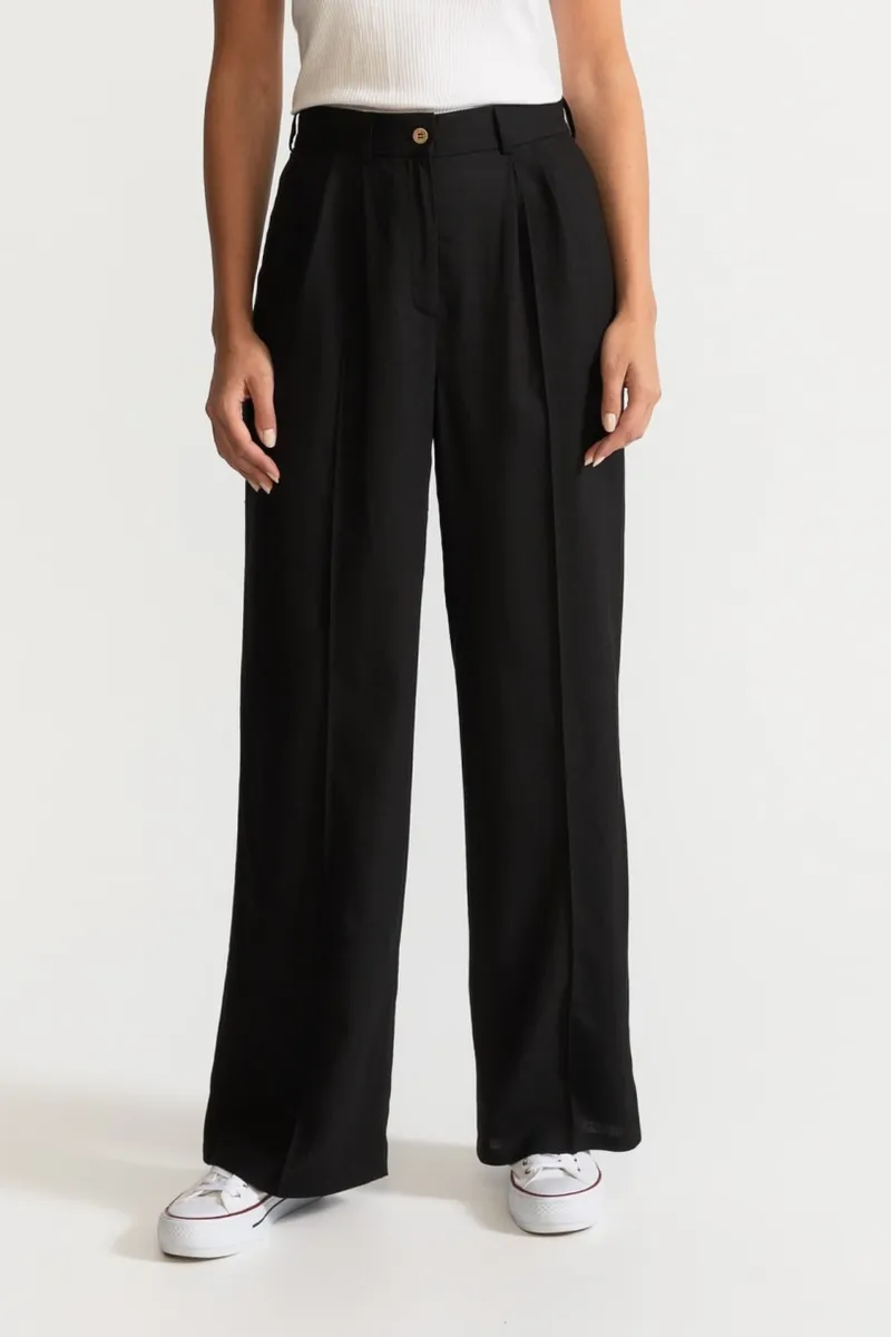 De IONESCU De IONESCU Damen vegan Hose Figa Leinen, Schwarz, – Produktbild 2 von 2