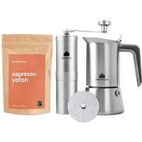 GROENENBERG GROENENBERG Kaffee Spar Set 4: Espressokocher + Espresso Bohnen 250g + Kaffeemühle – Produktbild 1 von 1