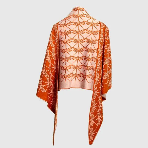 LANARTO slow fashion LANARTO slow fashion Schultertuch Libelle aus mulesingfreier Merinowolle made in germany, Orange, – Produktbild 1 von 4