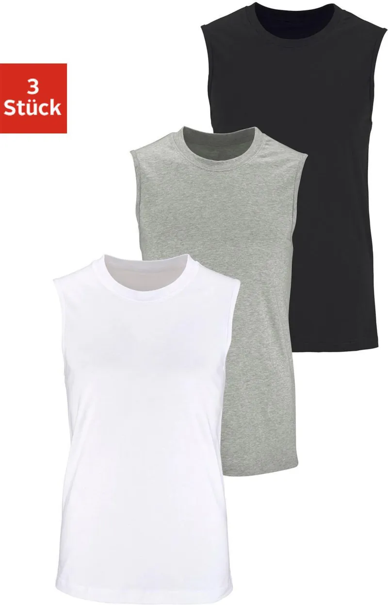H.I.S Muscleshirt grau-meliert, weiß, schwarz, Grau-meliert, weiß, schwarz, – Produktbild 2 von 3