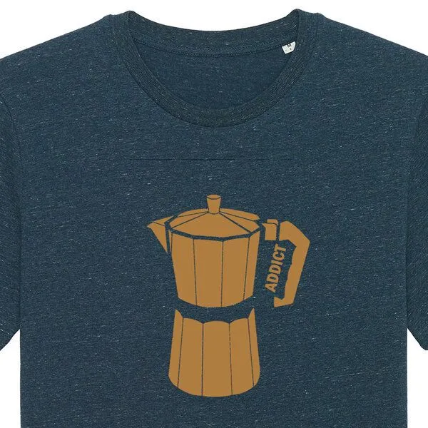 Spangeltangel Spangeltangel T-Shirt bedruckt, Kaffee Addict, Siebdruck, Herren, Bio-Baumwolle, Blau, – Produktbild 2 von 3