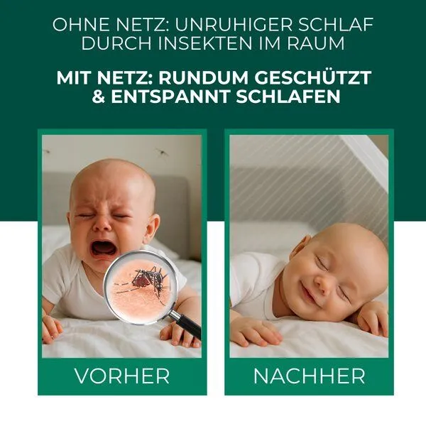 Silberkraft Silberkraft Insektenschutz für Reise- und Kinderbett – Mückennetz 150×70×90 cm – Faltbar & atmungsaktiv – Für Babyreisebett & Beistellbett – Inkl. Transportbeutel – Produktbild 2 von 4