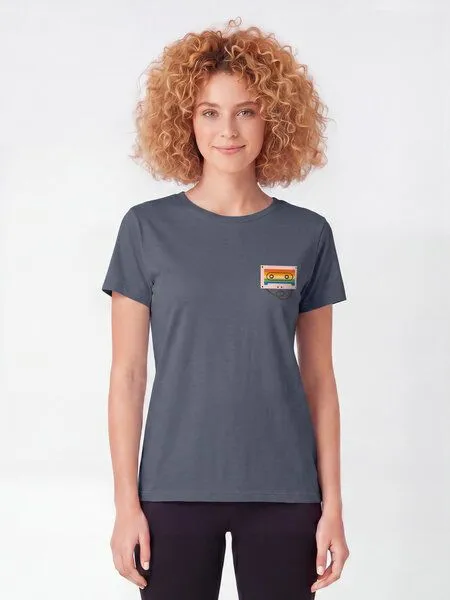 watapparel watapparel T-Shirt Frauen Rainbow Cassette, Blue grey, – Produktbild 2 von 2