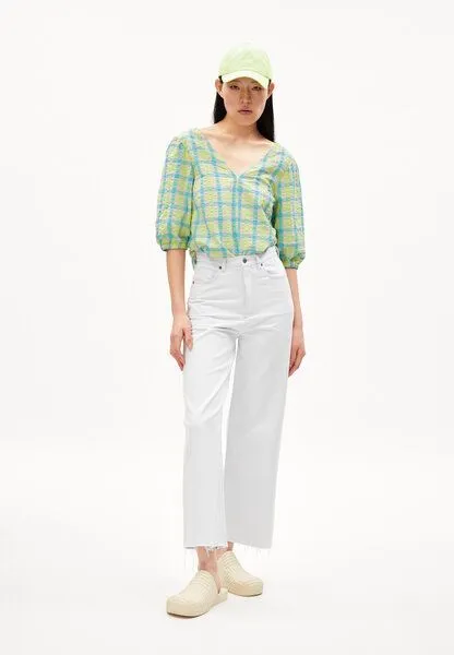 ARMEDANGELS ARMEDANGELS KINAA SEERSUCKER - Damen Bluse Relaxed Fit aus Bio-Baumwolle, Light lime, – Produktbild 4 von 4