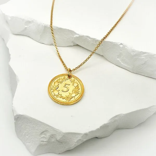 MOANINA MOANINA Kette Münze Venezia - 925 Silber/18k Gold Vermeil - 3 Längen, Gold, – Produktbild 3 von 4