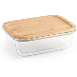 hi!dea™ hi!dea™ PORTOBELLO. Lunchbox. Hermetische Dose aus Borosilikatglas und Bambusdeckel 1000 ml, Beige, – Produktbild 1 von 1