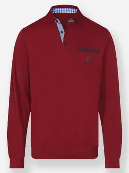 marco donati Langarm-Poloshirt dunkelrot-marine – Produktbild 1 von 1