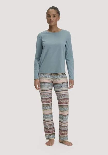 hessnatur hessnatur Pyjama PURE COTTON aus reiner Bio-Baumwolle, Sturmblau, – Produktbild 1 von 4