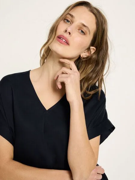LANIUS LANIUS Blusenshirt aus Tencel Lyocell, Blau (midnight), – Produktbild 3 von 4