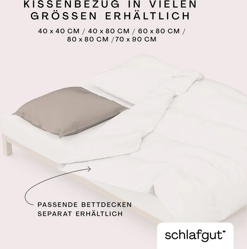Schlafgut Schlafgut Kissenbezug Premium Kissenhülle Woven Satin, 100% Baumwolle, (1 Stück), Ton-in-Ton Reißverschluss, Fadendichte von 300tc, Uni, OEKO Tex, Beige, – Produktbild 5 von 5