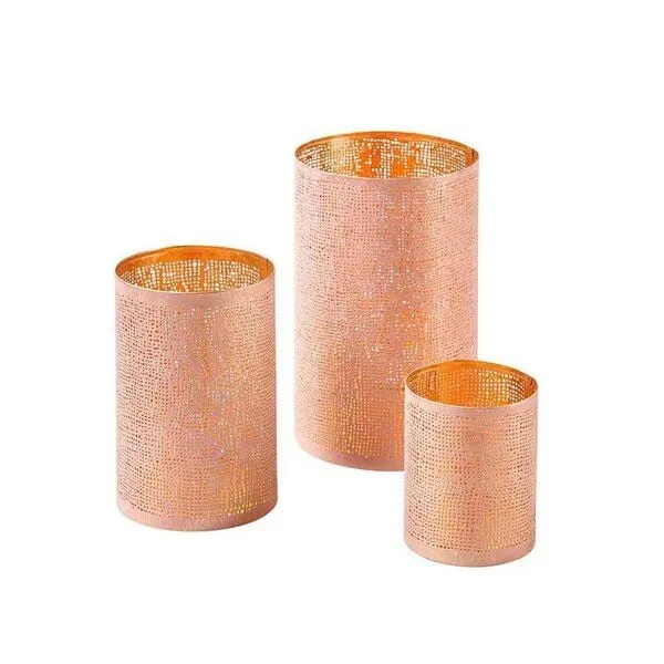 Mitienda Shop Mitienda Shop Windlicht mit Netzstruktur, rosa-gold – Produktbild 1 von 2