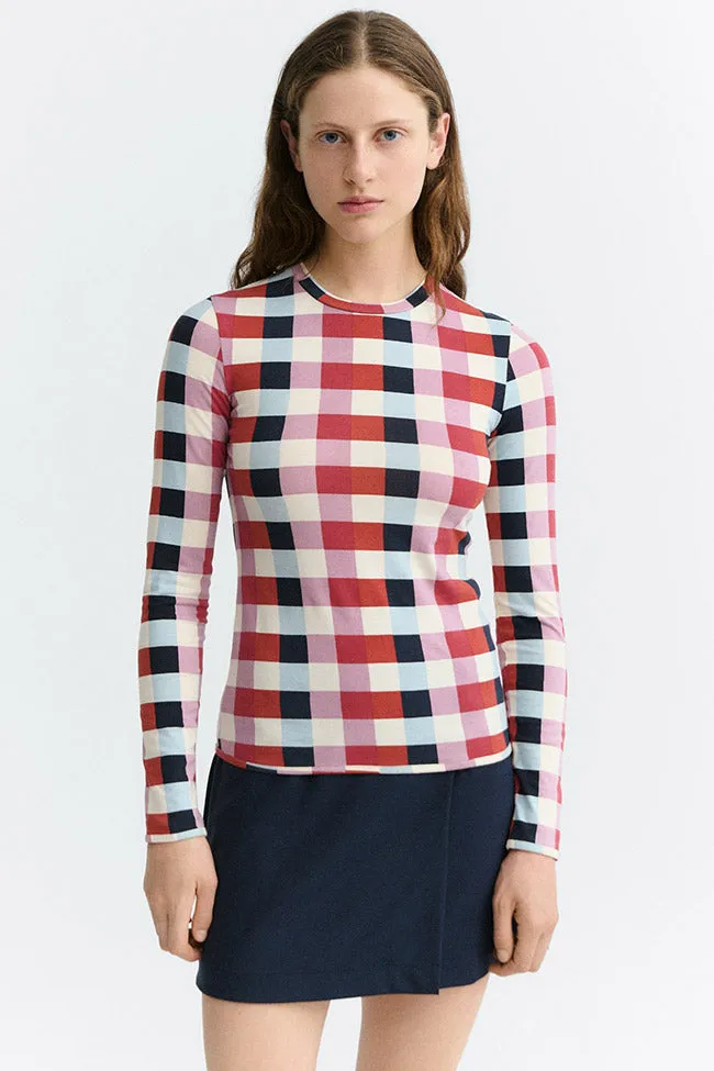 thinking mu Thinking MU Damen vegan Top Von Brisa Cheshire-Karos Rot/Blau/Weiß, Rot, – Produktbild 2 von 2