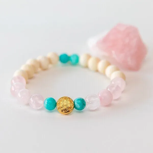Divasya Divasya Yoga Armband Life's Flow - mit vergoldeter Schmuckperle Blume des Lebens – Produktbild 3 von 4