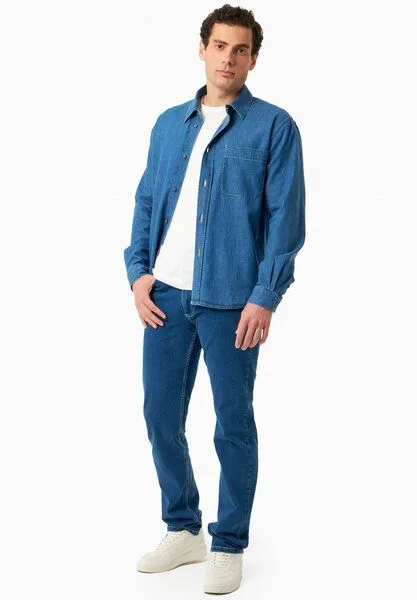 ORGANICATION ORGANICATION Hemd aus Bio-Baumwolle, Medium blue, – Produktbild 2 von 4