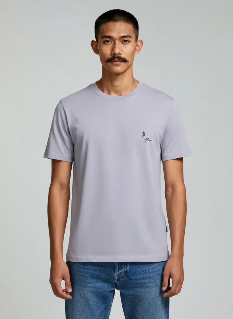 UNIPOLAR UNIPOLAR Besticktes T-Shirt, Taube/lavender, – Produktbild 1 von 2
