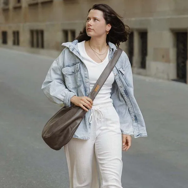 BOWLEANIES TASCHEN BOWLEANIES TASCHEN Moon Bag XXL aus Lederfaserstoff, Dunkelgrau, – Produktbild 3 von 4
