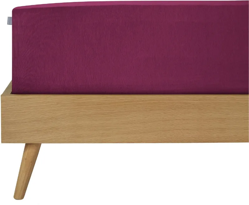 Schiesser Schiesser Spannbettlaken Elli aus weicher Baumwolle mit Elasthananteil für flexiblen Sitz, Jersey-Elasthan, Gummizug: rundum, (1 Stück), für hohe Matratzen und Boxspringbetten, OEKO-TEX® MADE IN GREEN, Rot, – Produktbild 2 von 5
