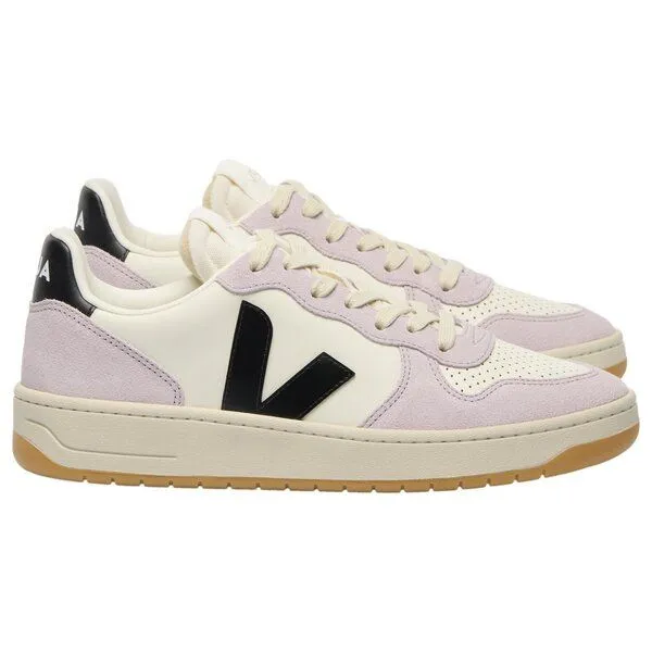 Veja Veja Damen-Sneaker V-10 Prime Leather Pure Black Parme – Produktbild 2 von 8