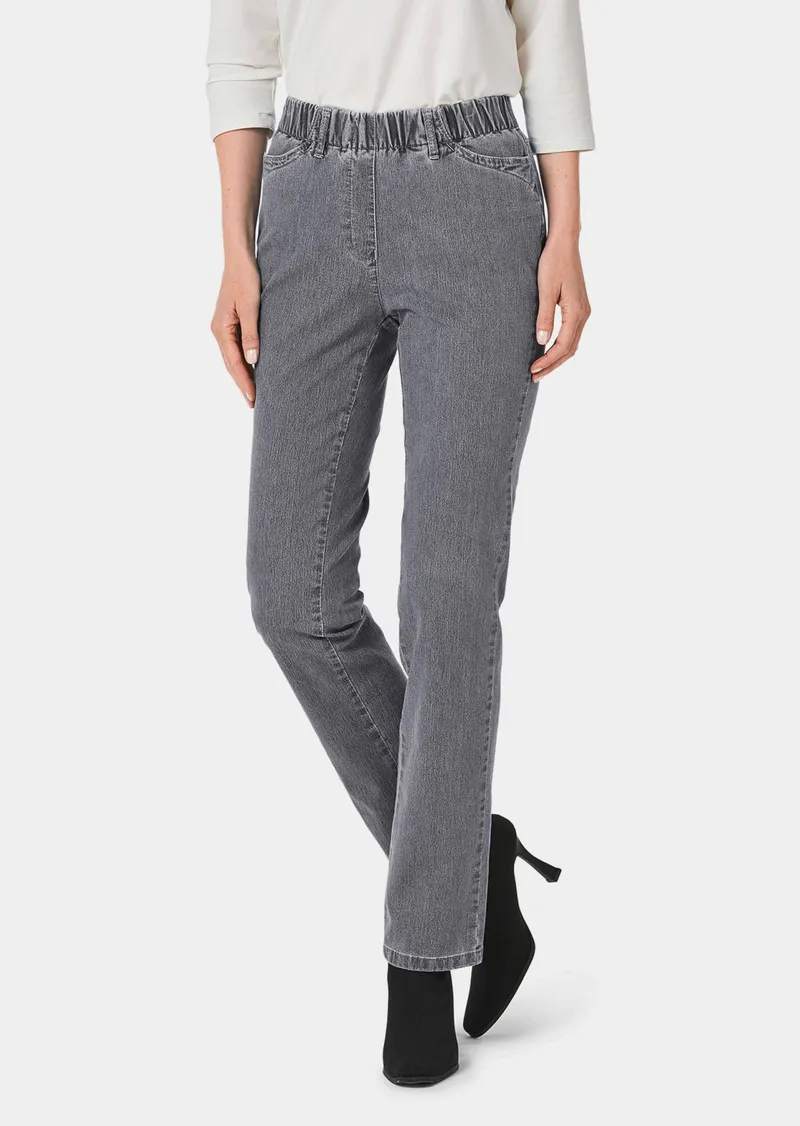 Goldner Schlupfjeans CARLA mit Glitzersteinen - grau - Gr. 20 von Goldner Fashion, Grau, – Produktbild 1 von 3