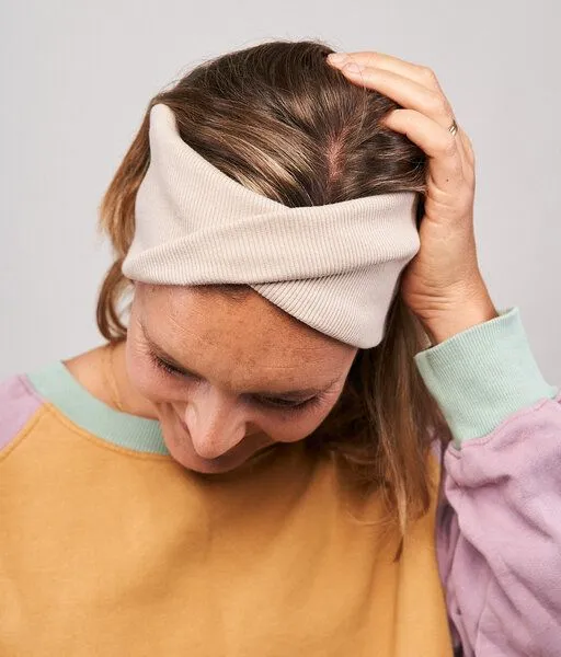 obumi obumi Stirnband Rippe Twist aus Bio Baumwolle, Beige, – Produktbild 2 von 3
