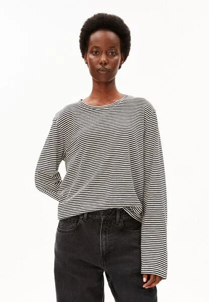 ARMEDANGELS ARMEDANGELS SLUB Damen Longsleeve aus 100% Bio-Baumwolle, Black-oatmilk, – Produktbild 1 von 4