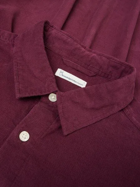 KnowledgeCotton Apparel KnowledgeCotton Apparel Cord Hemd - Baby cord custom fit shirt - aus Bio-Baumwolle, Rot (fig), – Produktbild 3 von 3