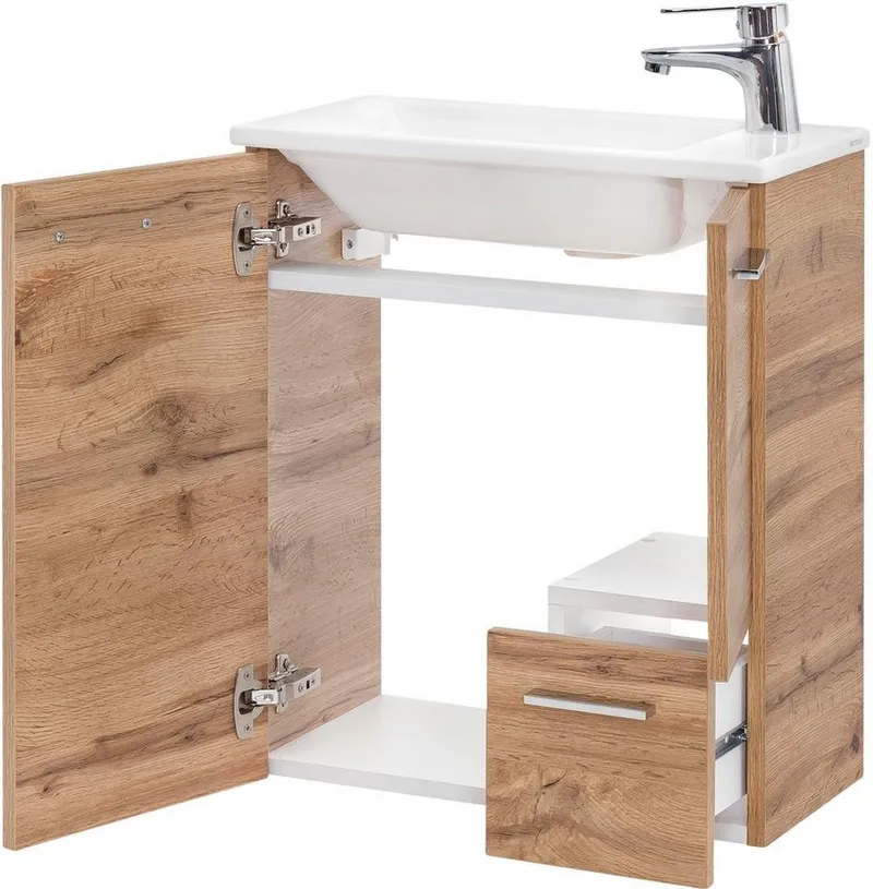 Schildmeyer Waschtisch Matteo, Waschtisch, Made in Germany, B: 50 cm, Solide Verarbeitung - Dieses Produkt ist in Deutschland gefertigt, Beige, – Produktbild 4 von 5