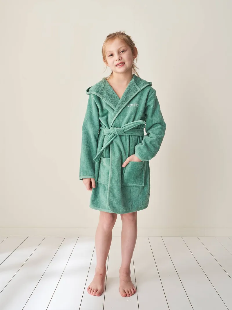 Vertbaudet Kinder Bademantel personalisierbar, Mintgrün, – Produktbild 1 von 4