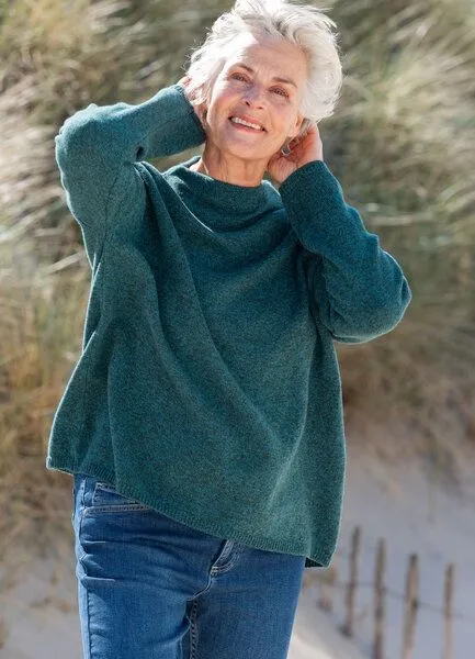 Heidekönigin Heidekönigin Stehbundpullover MELIERT, Graublau, – Produktbild 2 von 4