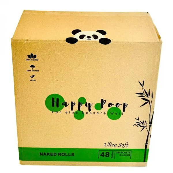 BPlanet BPlanet Bambus-Toilettenpapier "Happy Poop" (48 Rollen, unverpackt) – Produktbild 3 von 4