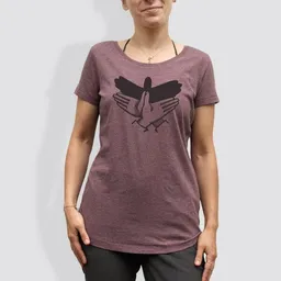 little kiwi little kiwi Damen T-Shirt, "Schattenvogel", Black Heather Cranberry – Produktbild 1 von 1