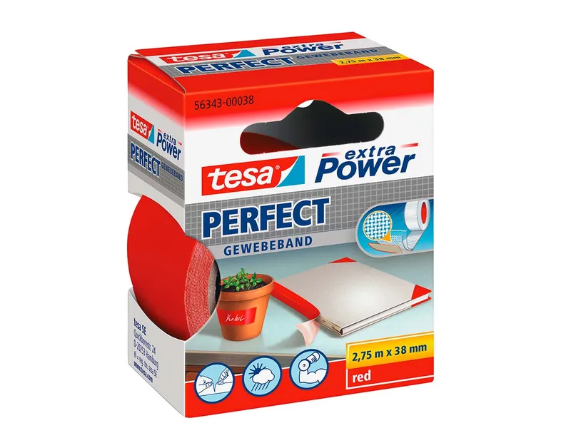 Tesa Tesa Gewebeband 2,75m x 38mm rot – Produktbild 2 von 3