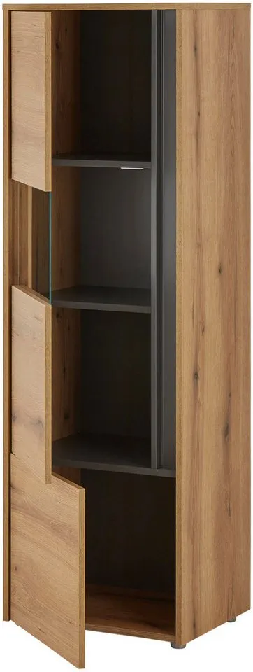 Home affaire Vitrine City/Giron, moderner Hochschrank, Glasvitrine zeitlos, modern, ausreichend Stauraum, vielseitig einsetzbar, Braun, – Produktbild 5 von 5
