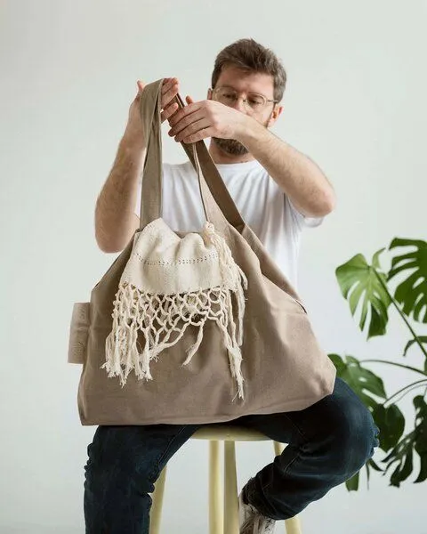 TINTOK TINTOK Rima Canvas Tasche 100 % Bio-Baumwolle GOTS-zertifiziert, Mocha, – Produktbild 3 von 4