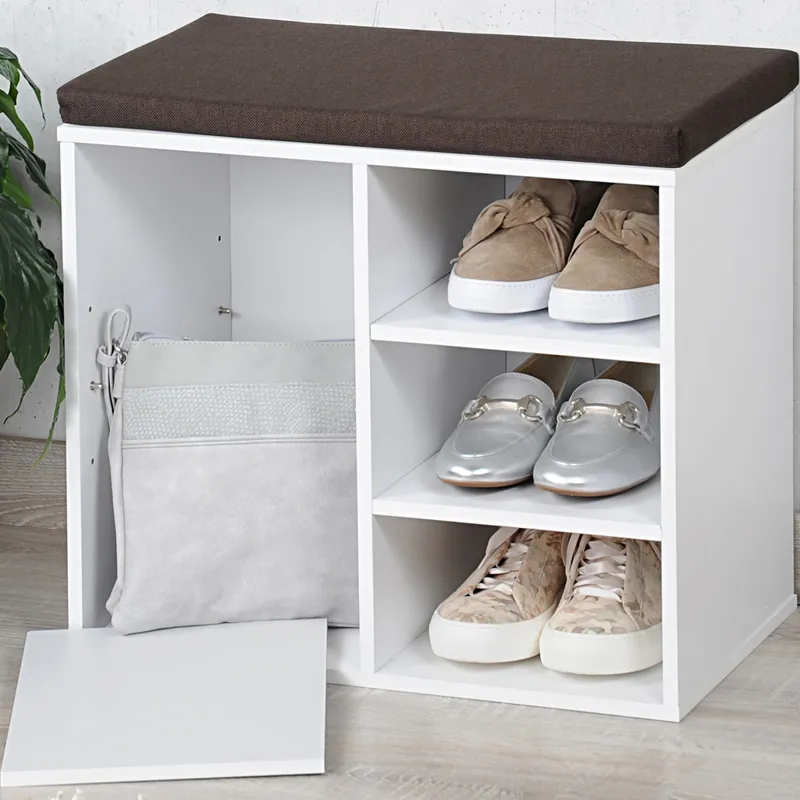 Kesper Schuhschrank mit Sitzkissen, 5 Fächer, Weiss, – Produktbild 3 von 4