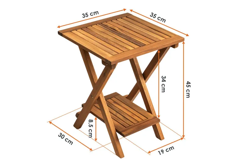 Spetebo Beistelltisch Akazie Beistelltisch geölt für Außen - 35 x 35 cm (Anzahl, 1-St., Stück), Reines Naturprodukt, Beige, – Produktbild 4 von 5