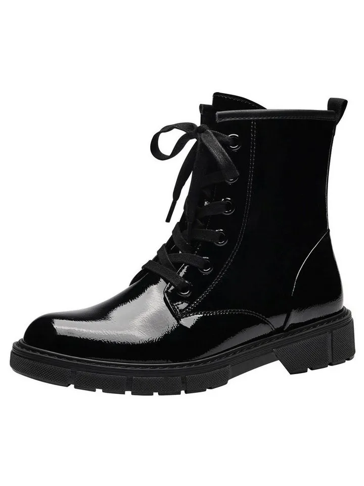 Marco Tozzi Marco Tozzi Vegan, MT FEEL ME mit Blockabsatz Blockabsatz Schnürstiefelette Vegan, Schwarz, – Produktbild 1 von 5