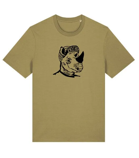 päfjes päfjes Nashorn der Brecher Fahrrad Gravel - Unisex Männer Bio Unifarben T-Shirt, Faded olive (grün), – Produktbild 1 von 4