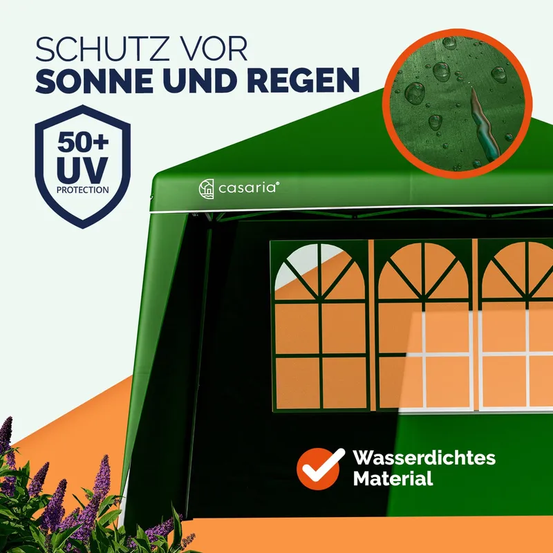 Casaria® Seitenwand Faltpavillon Capri 2er-Set Grün 3x3m, Grün, – Produktbild 2 von 2
