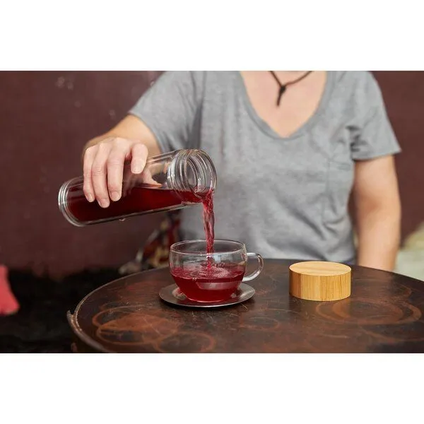 elasto elasto Glasflasche mit Teeeinsatz - dekorativer Deckel 0,45 l, Tea, – Produktbild 4 von 4