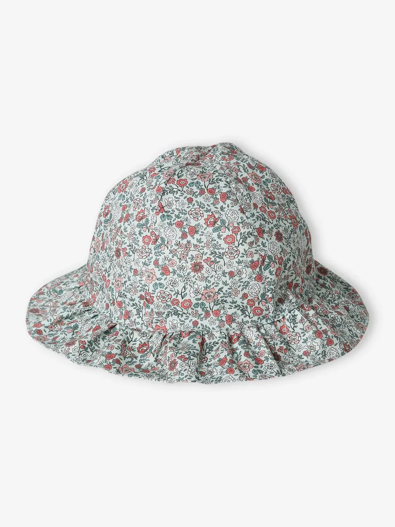 Vertbaudet Mädchen Baby Sonnenhut mit Blumenmuster salbei, Salbeigrün, – Produktbild 1 von 2