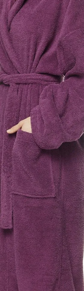 Arus Arus Damenbademantel Astra, pflegeleicht, wadenlang oder extralang für Spa & Sauna, 100% Baumwolle, Kapuze, Gürtel, mit Kapuze, wadenlang oder extra lang, 100% Baumwolle, Lila, – Produktbild 5 von 5