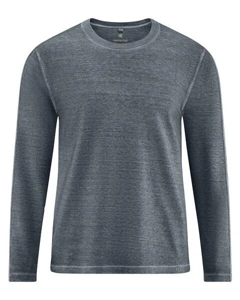 HempAge HempAge Herren Langarmshirt Hanf/Biobaumwolle Casual Fit, Shale (grau), – Produktbild 2 von 4