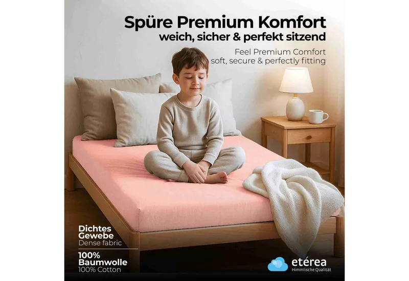 etérea Himmlische Qualität Spannbettlaken etérea Comfort Jersey Spannbettlaken, Jersey, Gummizug: rundum, (1 Stück), Rosa, – Produktbild 2 von 8