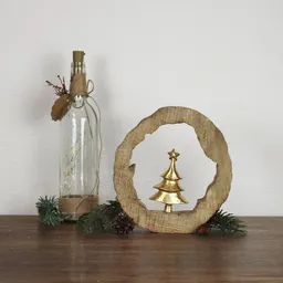 Mitienda Shop Mitienda Shop Tannenbaum aus goldenem Metall im Mangoholz Rahmen – Produktbild 1 von 1