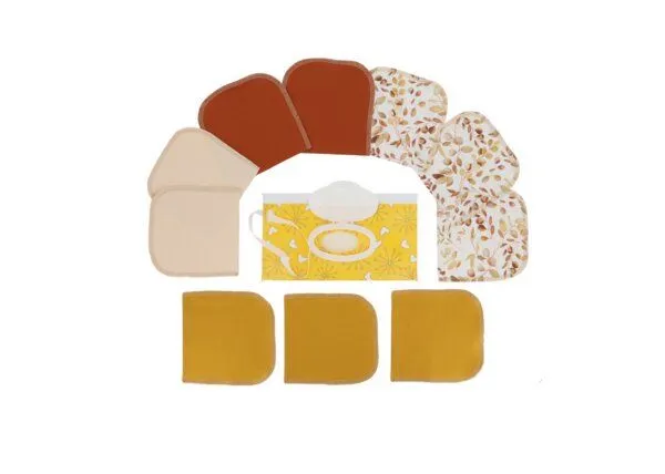 NoWaste Wrapping NoWaste Wrapping Feuchttücher Box waschbar wiederverwendbar Baby ver. Motive, Senfgelb / herbst, – Produktbild 3 von 3